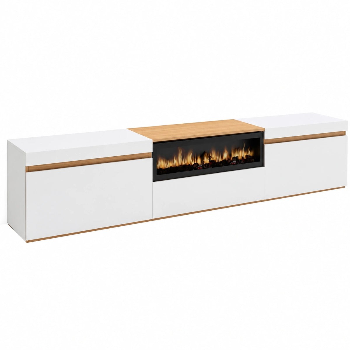 Meuble TV pour le salon, avec rangement, structure pliable, coloris blanc – Réf. VWSTN11854PZ