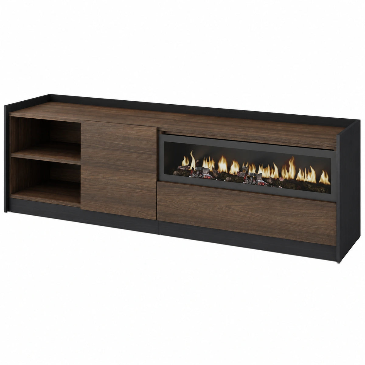 Meuble TV pour le salon, avec rangement, structure pliable, coloris noir – Réf. XXTOM11948UY