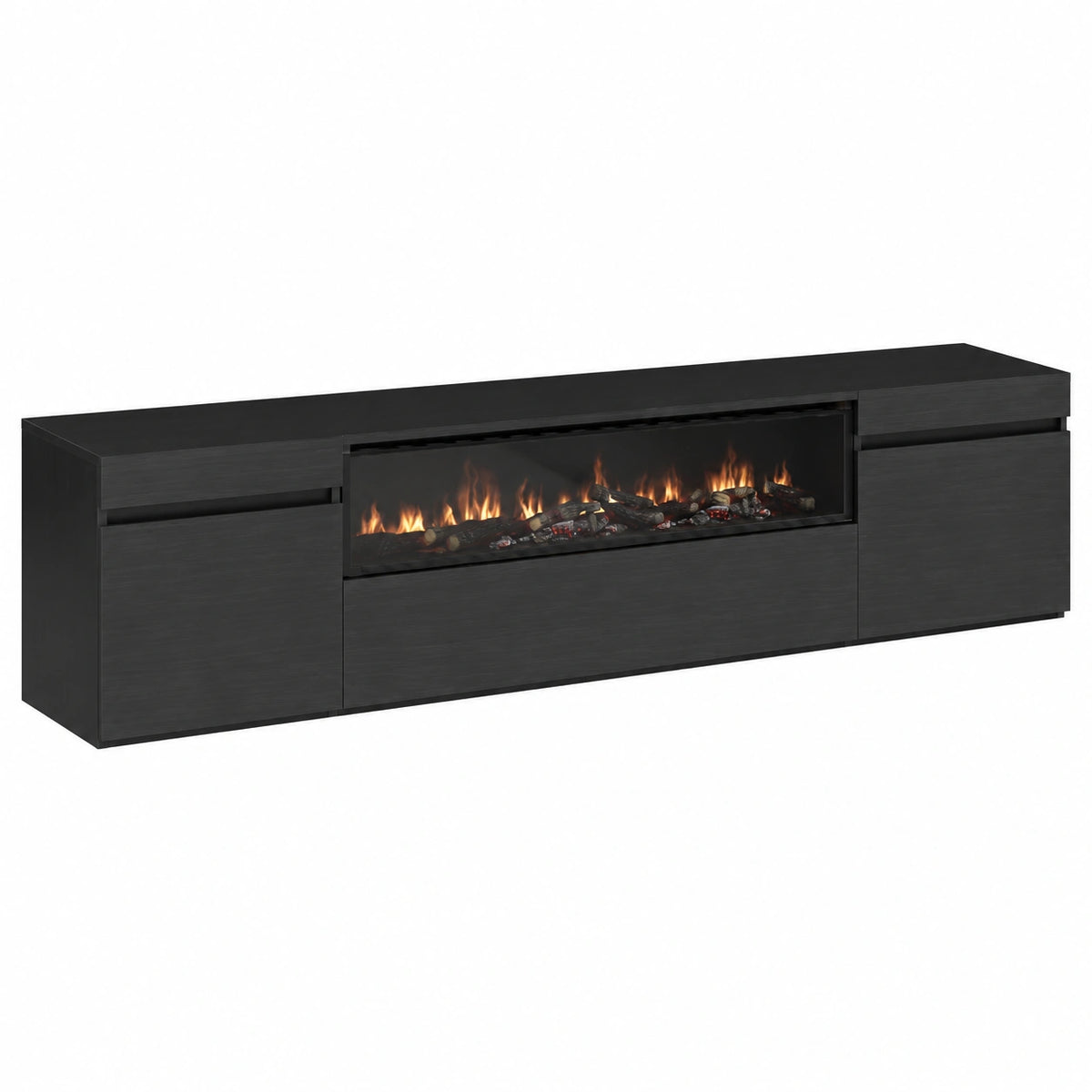 Meuble TV pour le salon, avec rangement, structure pliable, coloris noir, 200 x 45 x 35 cm – Réf. YUYBF11846ZA