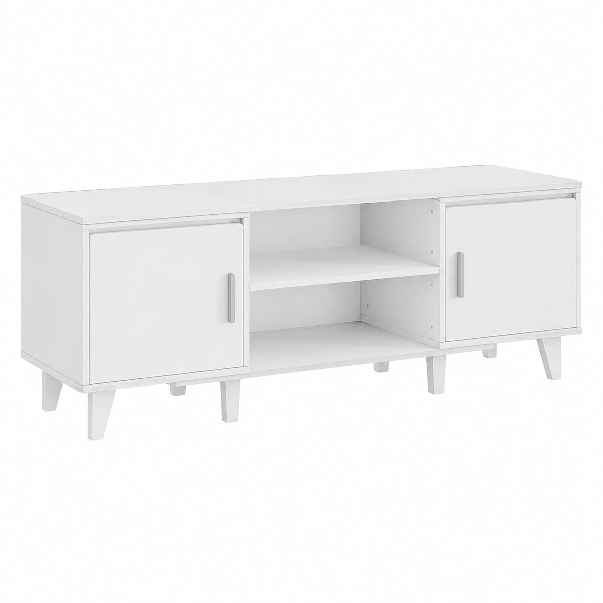 Meuble TV, coloris blanc, 3 pièces, pour le salon, 140 x 40 x 51,5 cm