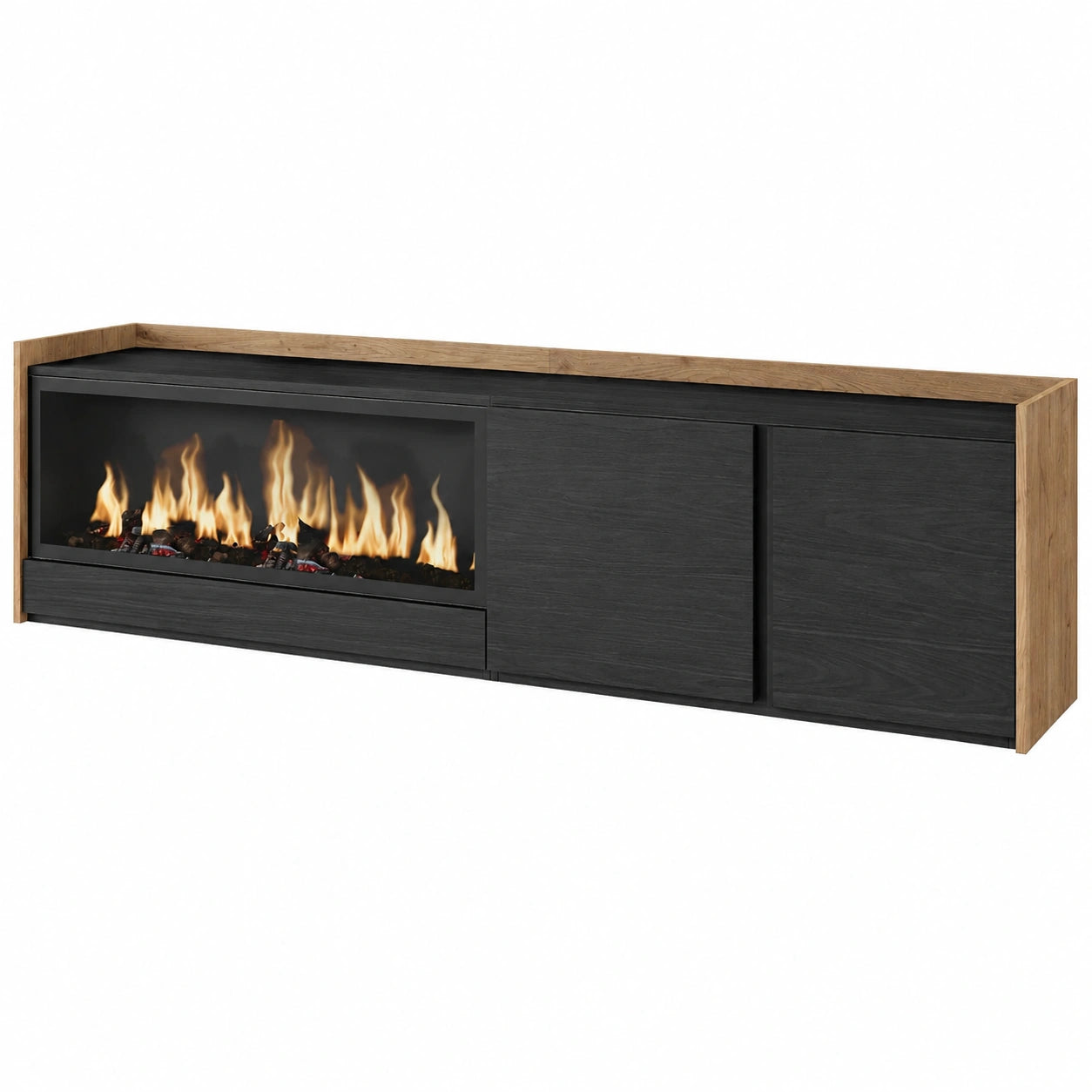 Meuble TV pour le salon, avec rangement, en aluminium, coloris noir