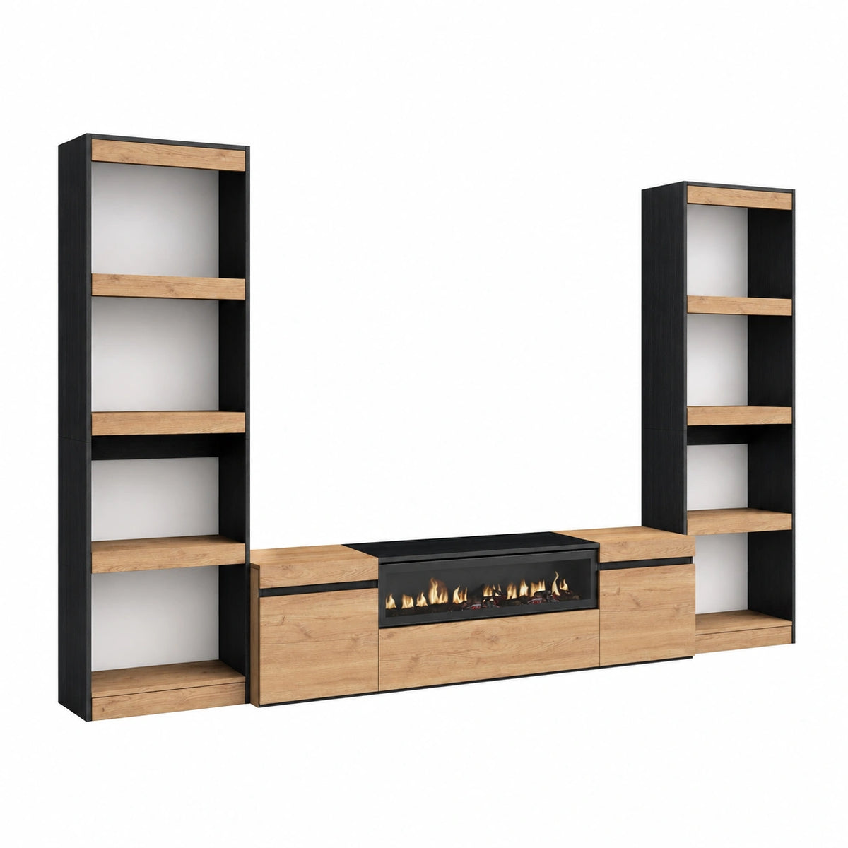 Meuble polyvalent, pour les espaces de vie, avec rangement, avec étagères, coloris noir