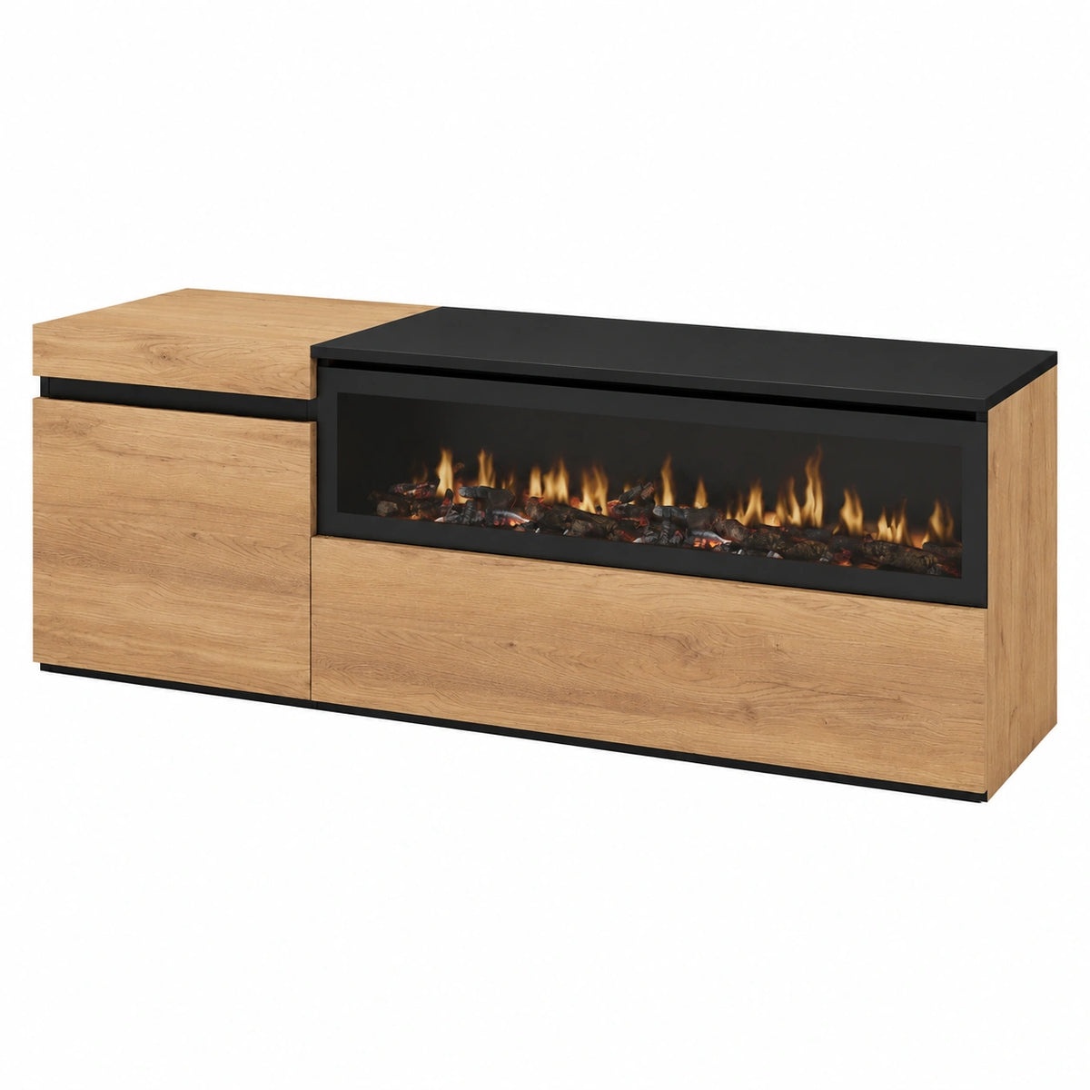 Meuble TV pour le salon, avec rangement, structure pliable, coloris noir – Réf. MGWXG11819JD