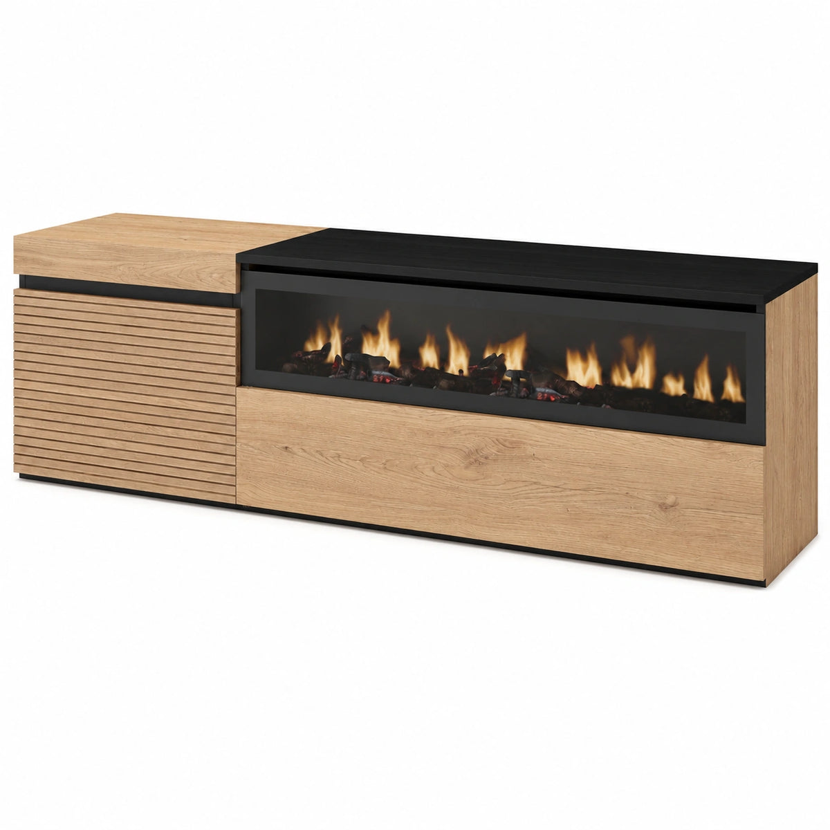 Meuble TV pour le salon, avec rangement, structure pliable, coloris noir, 21 cm de largeur – Réf. KYDMN11964YR