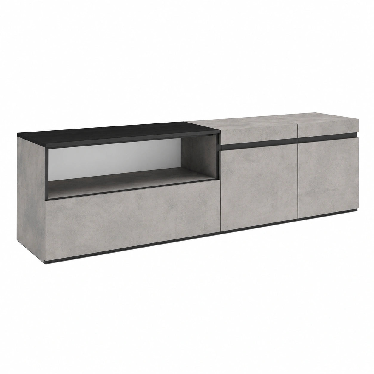 Meuble polyvalent, pour les espaces de vie, avec rangement, structure pliable, coloris noir, 45 cm de largeur