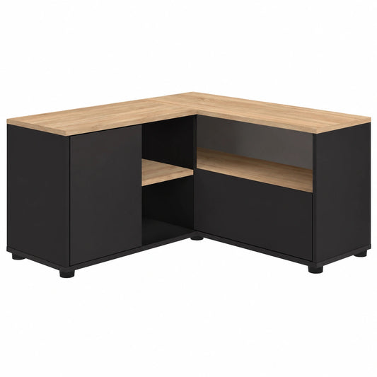 Meuble TV, en chêne, 90 x 90 x 45 cm, coloris noir et naturel, pour le salon