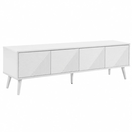 Meuble TV, avec portes, coloris blanc, pour le salon