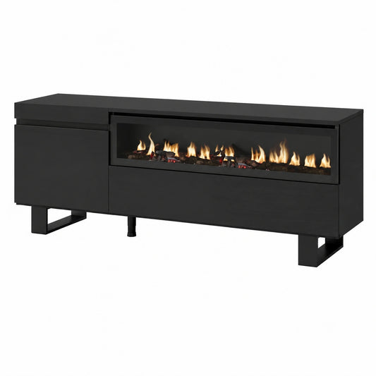 Meuble TV pour le salon, avec rangement, structure pliable, en métal, coloris noir – Réf. WQNAX11977YV