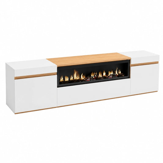 Meuble TV pour le salon, avec rangement, structure pliable, coloris blanc – Réf. QIFZN11825CA