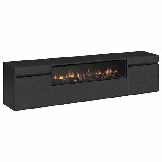 Meuble TV pour le salon, avec rangement, structure pliable, coloris noir, 200 x 45 x 35 cm – Réf. YUYBF11846ZA