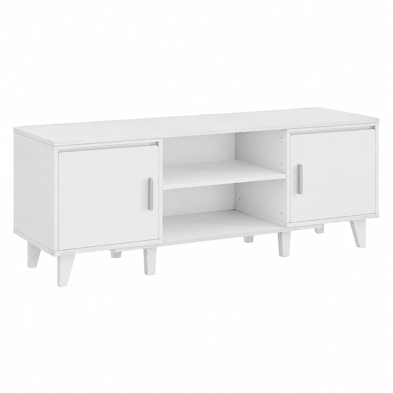 Meuble TV, coloris blanc, 3 pièces, pour le salon, 140 x 40 x 51,5 cm