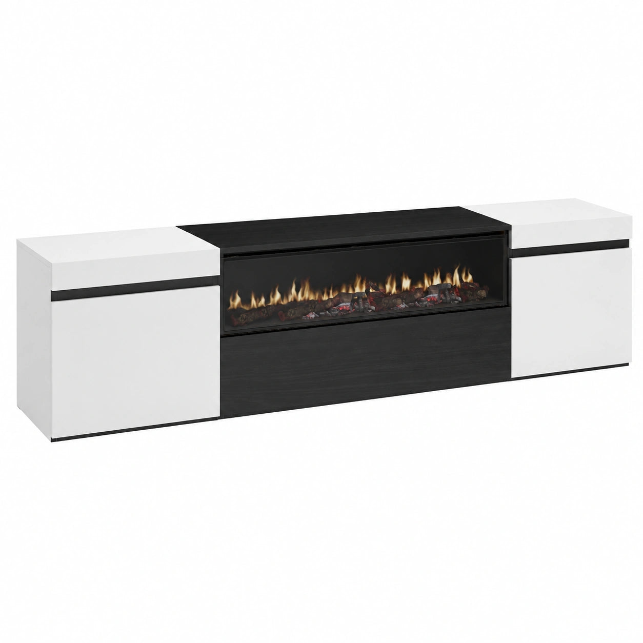 Meuble TV pour le salon, avec rangement, structure pliable, coloris noir et blanc – Réf. NYTFI11821PA