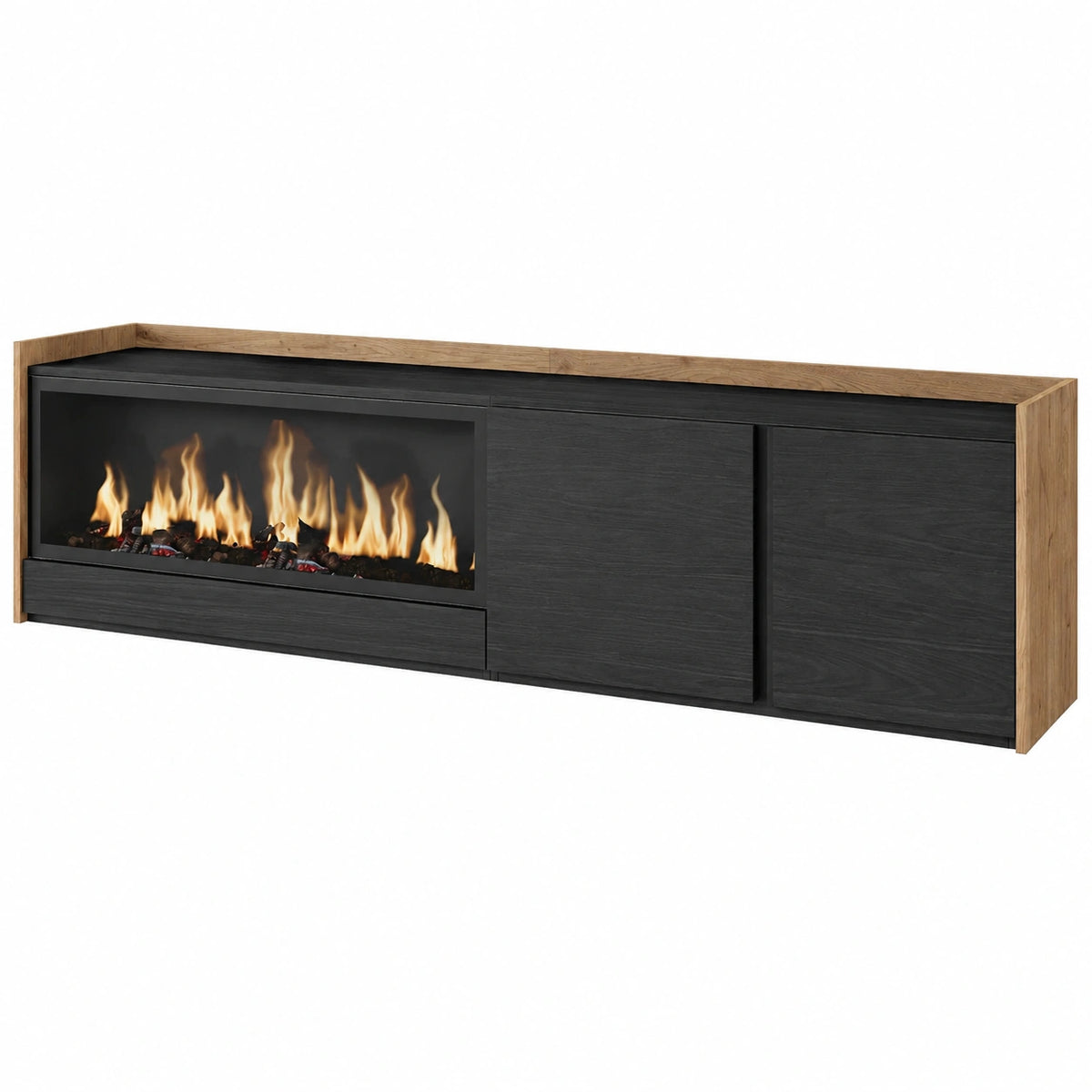 Meuble TV pour le salon, avec rangement, en aluminium, coloris noir