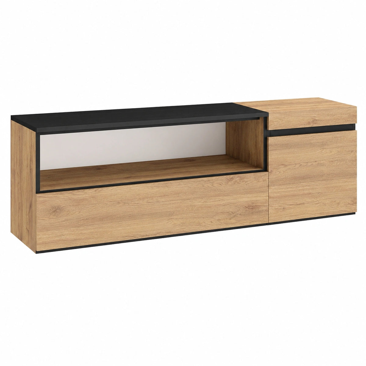 Meuble TV pour le salon, avec rangement, structure pliable, coloris noir – Réf. PJVUB11943UO