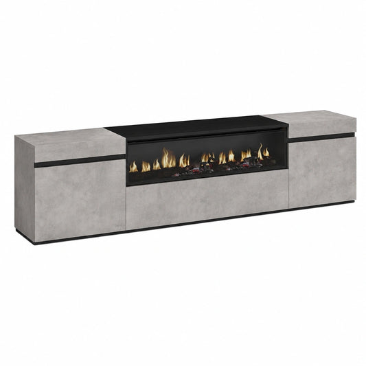 Meuble TV pour le salon, avec rangement, structure pliable, coloris noir, 200 x 45 x 35 cm – Réf. TOICV11893ZR