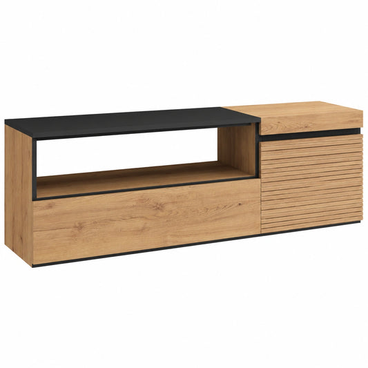 Meuble TV pour le salon, avec rangement, structure pliable, coloris noir, 45 cm de largeur