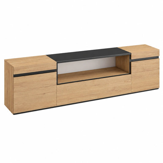 Meuble polyvalent, pour les espaces de vie, avec rangement, structure pliable, coloris noir, 200 x 45 x 35 cm – Réf. EZYSH11946JW