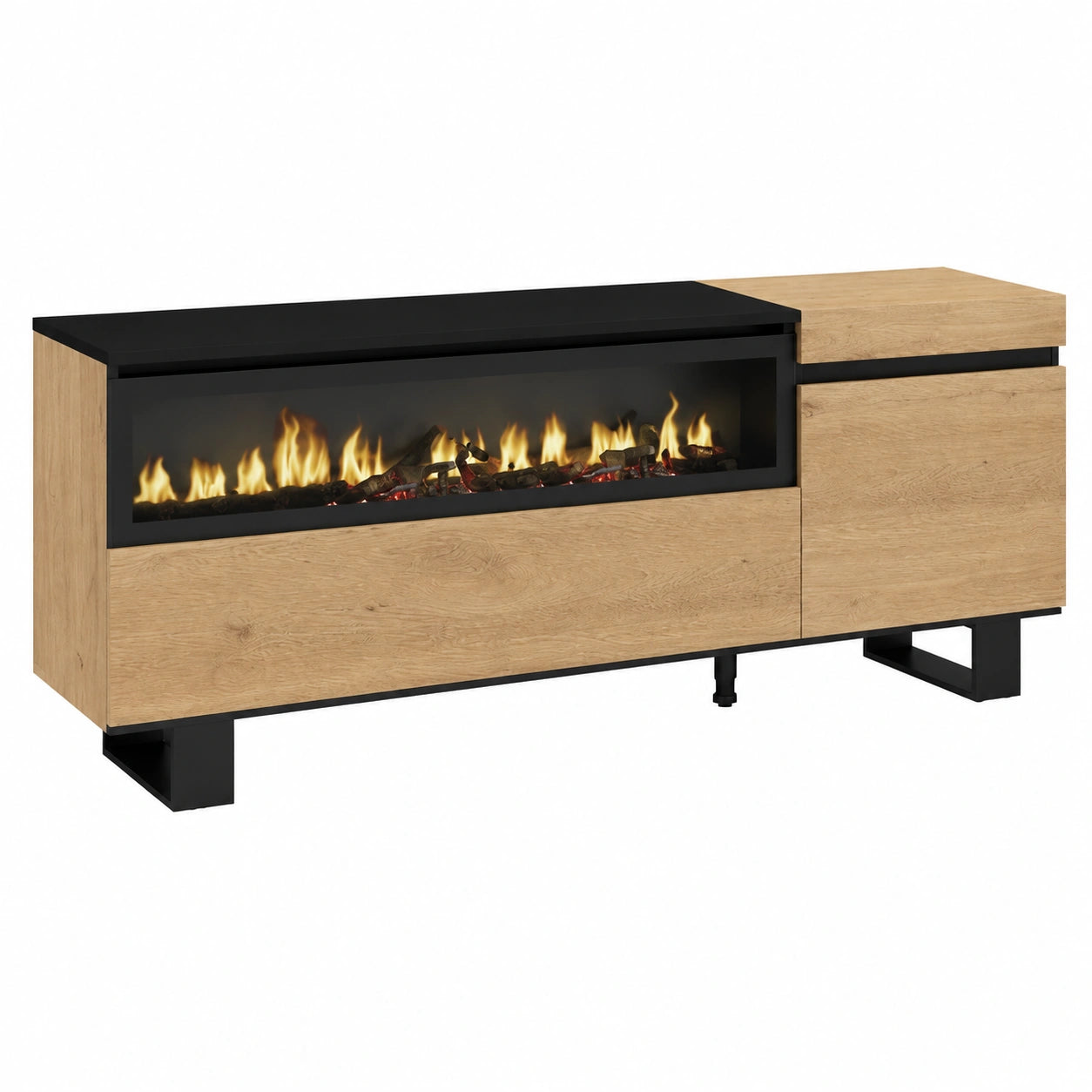 Meuble TV pour le salon, avec rangement, structure pliable, en métal, coloris noir – Réf. LRXXU11951YF