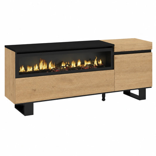 Meuble TV pour le salon, avec rangement, structure pliable, en métal, coloris noir – Réf. LRXXU11951YF