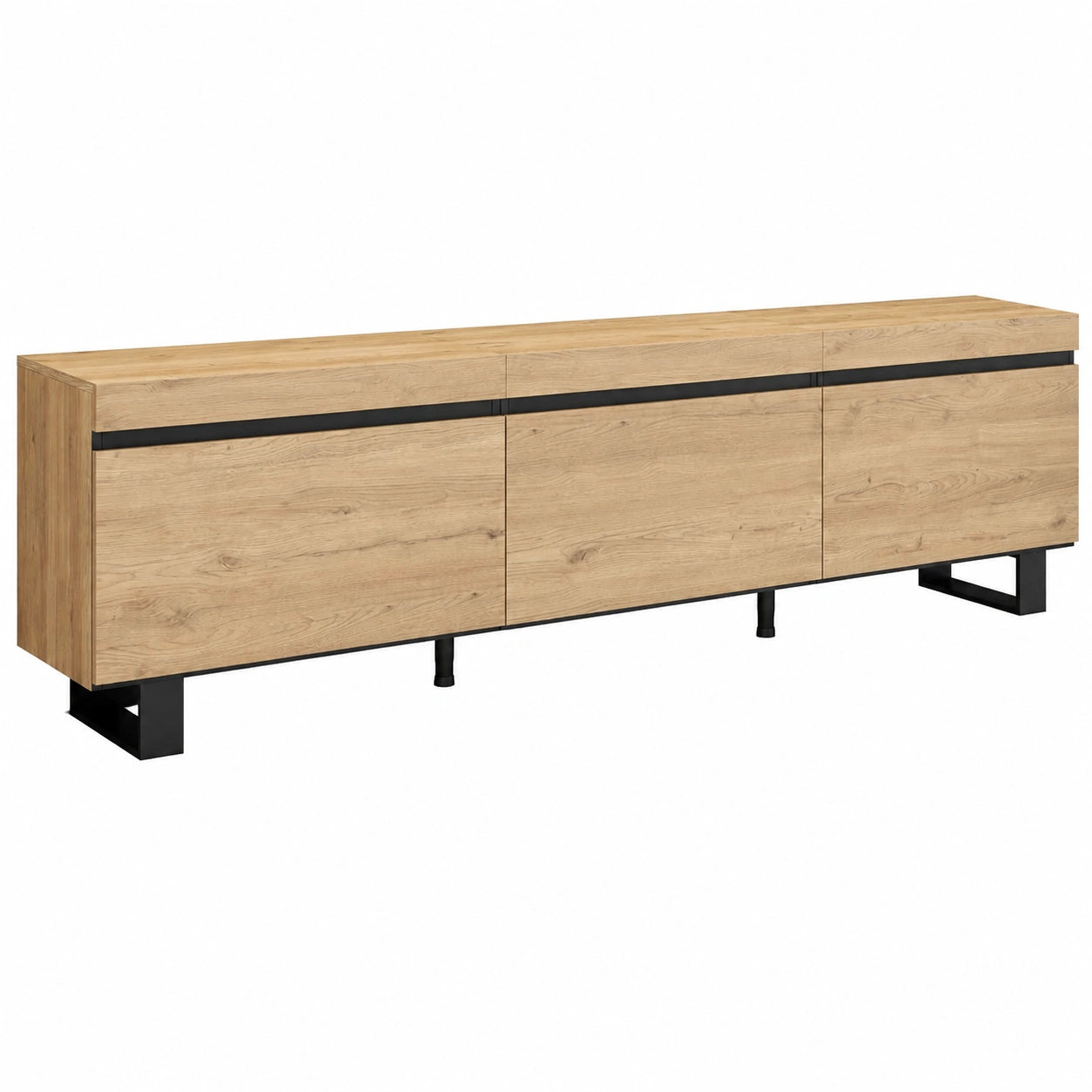 Meuble TV pour le salon, avec rangement, en métal, coloris noir – Réf. VZPRS11870TP