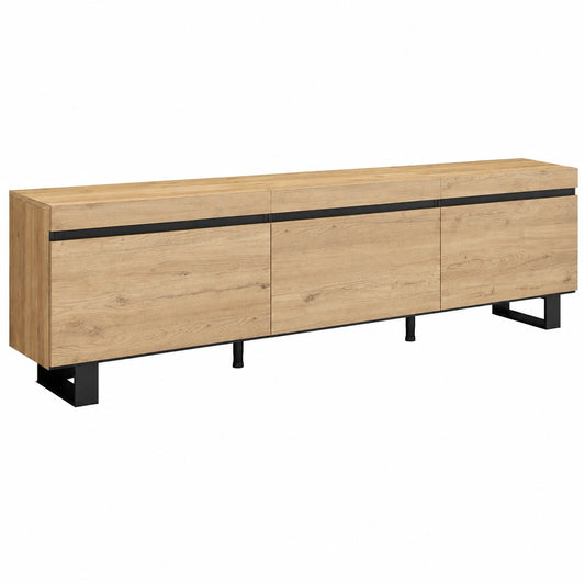 Meuble TV pour le salon, avec rangement, en métal, coloris noir – Réf. VZPRS11870TP