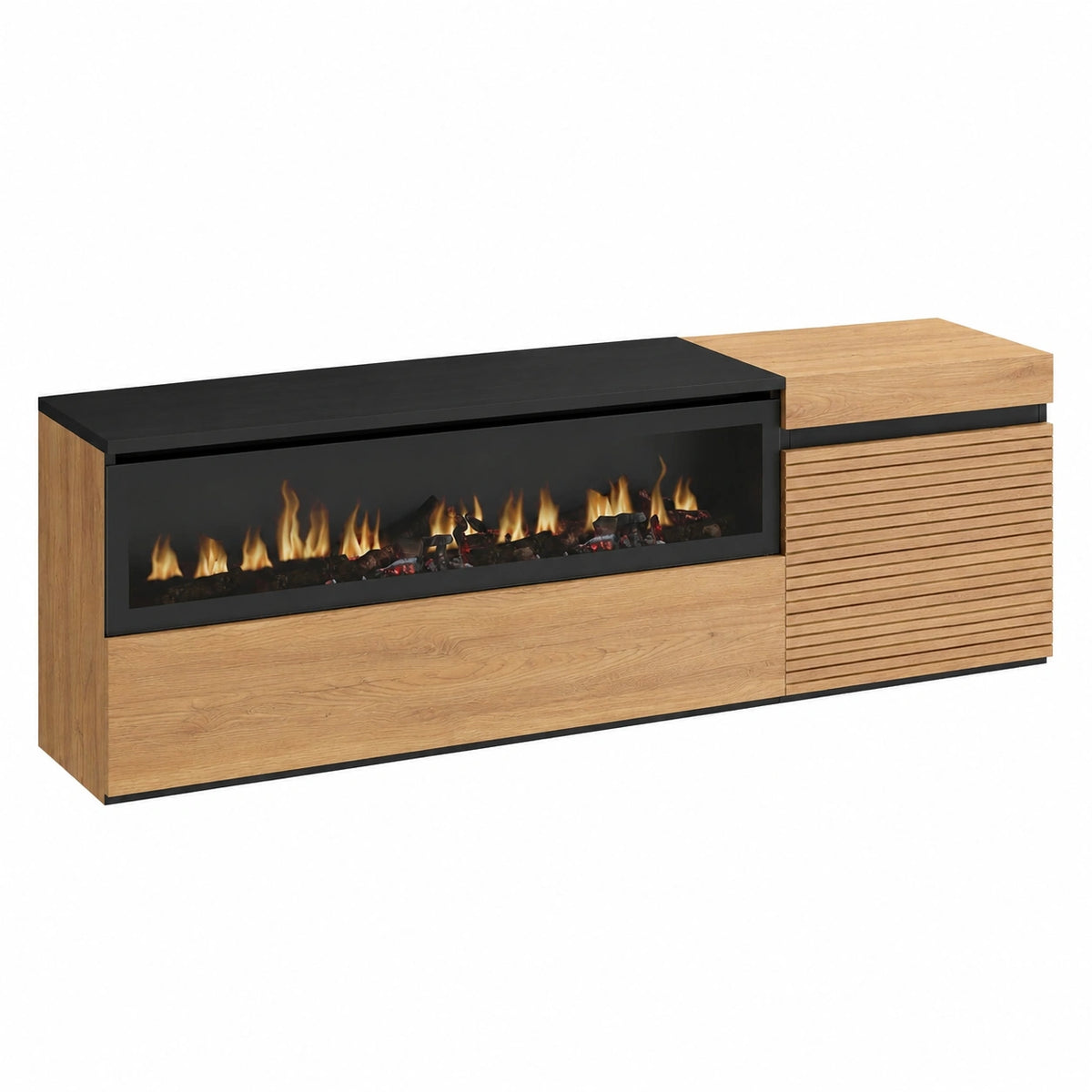 Meuble TV pour le salon, avec rangement, structure pliable, coloris noir, 21 cm de largeur – Réf. OKBLI11955EF