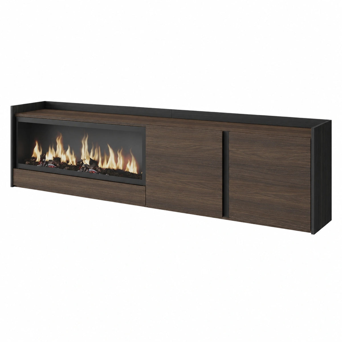 Meuble TV pour le salon, avec rangement, en aluminium, coloris noir et blanc
