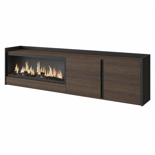 Meuble TV pour le salon, avec rangement, en aluminium, coloris noir et blanc