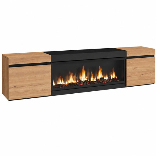 Meuble TV pour le salon, avec rangement, coloris noir, 32 cm de largeur – Réf. CCUNO11912SE