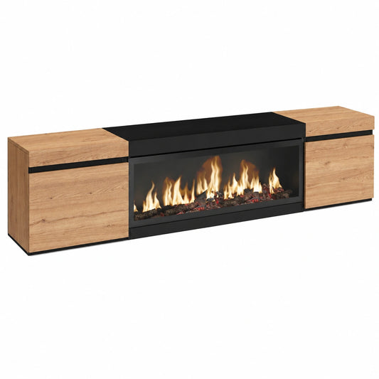 Meuble TV pour le salon, avec rangement, coloris noir, 32 cm de largeur – Réf. VHZXL11938ZN